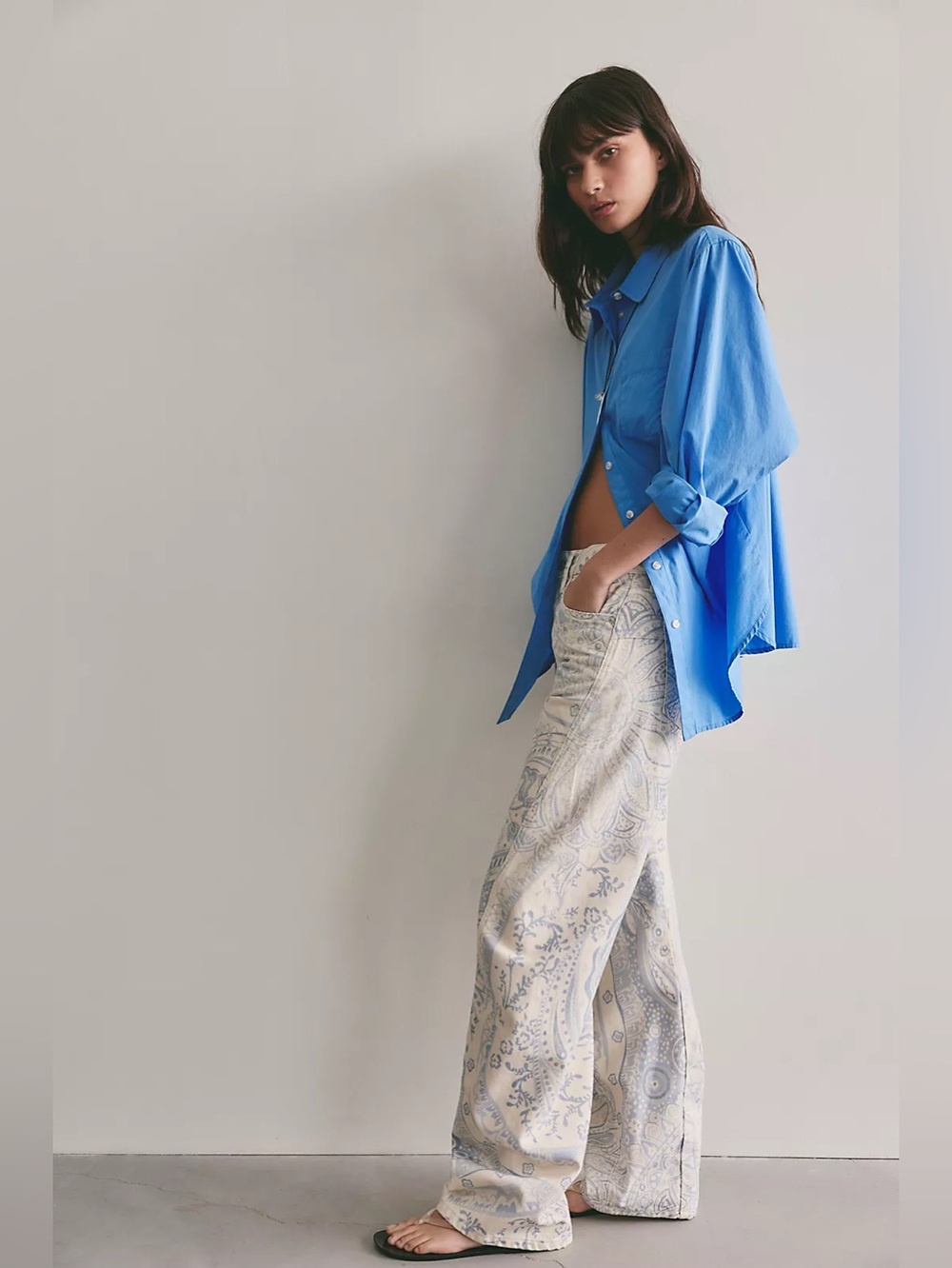 NWT FREE PEOPLE WE THE FREE Fable Printed Low-Rise Twisted Bowed Jeans | $168 - Picture 5 of 8